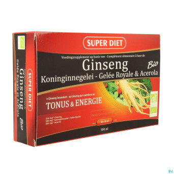 Superdiet ginseng-gelee royale bio    amp 20x15ml