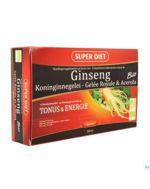 Superdiet ginseng-gelee royale bio    amp 20x15ml