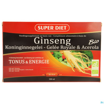 Superdiet ginseng-gelee royale bio    amp 20x15ml