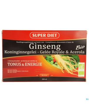 Superdiet ginseng-gelee royale bio    amp 20x15ml