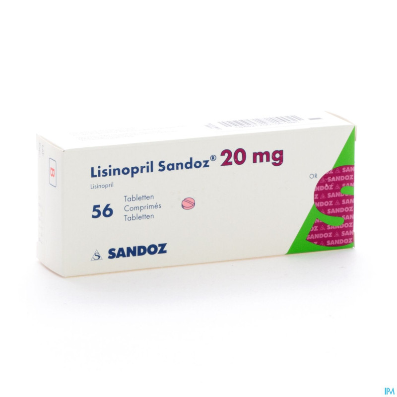 Lisinopril sandoz 20mg tabl 56 x 20 mg