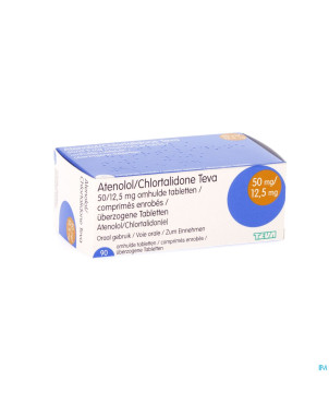 Atenolol/chlortalidone teva comp 90 x 50/12,5 mg