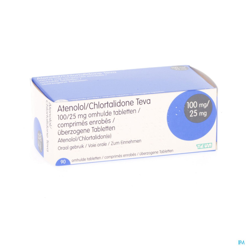 Atenolol/chlortalidone teva comp 90 x 100/25 mg