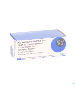 Atenolol/chlortalidone teva comp 90 x 100/25 mg