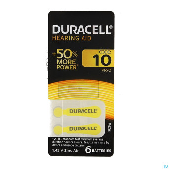 Duracell easytab pile auditive da10  6 jaune
