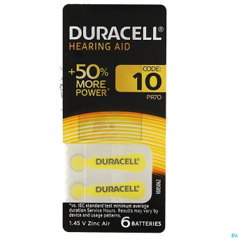 Duracell easytab pile auditive da10  6 jaune