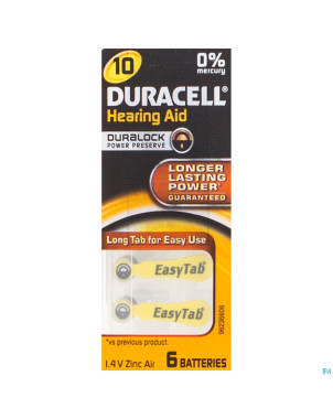 Duracell easytab pile auditive da10  6 jaune
