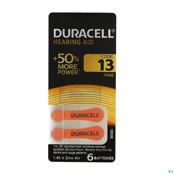 Duracell easytab pile auditive da13  6 orange
