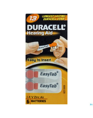 Duracell easytab pile auditive da13  6 orange