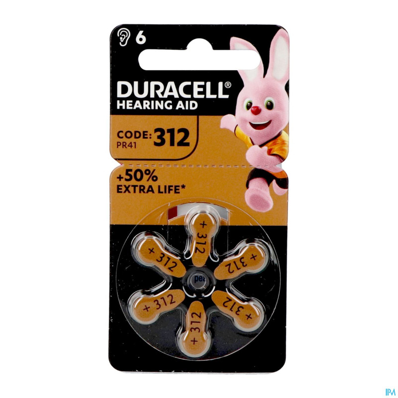 Duracell easytab pile auditive da312 6 brun