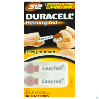 Duracell easytab pile auditive da312 6 brun
