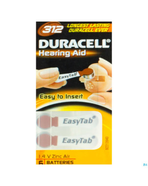 Duracell easytab pile auditive da312 6 brun