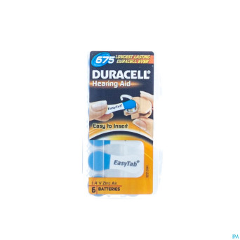 Duracell easytab pile auditive da675 6 bleu
