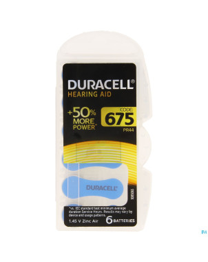 Duracell easytab pile auditive da675 6 bleu