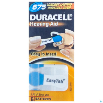 Duracell easytab pile auditive da675 6 bleu