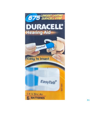Duracell easytab pile auditive da675 6 bleu