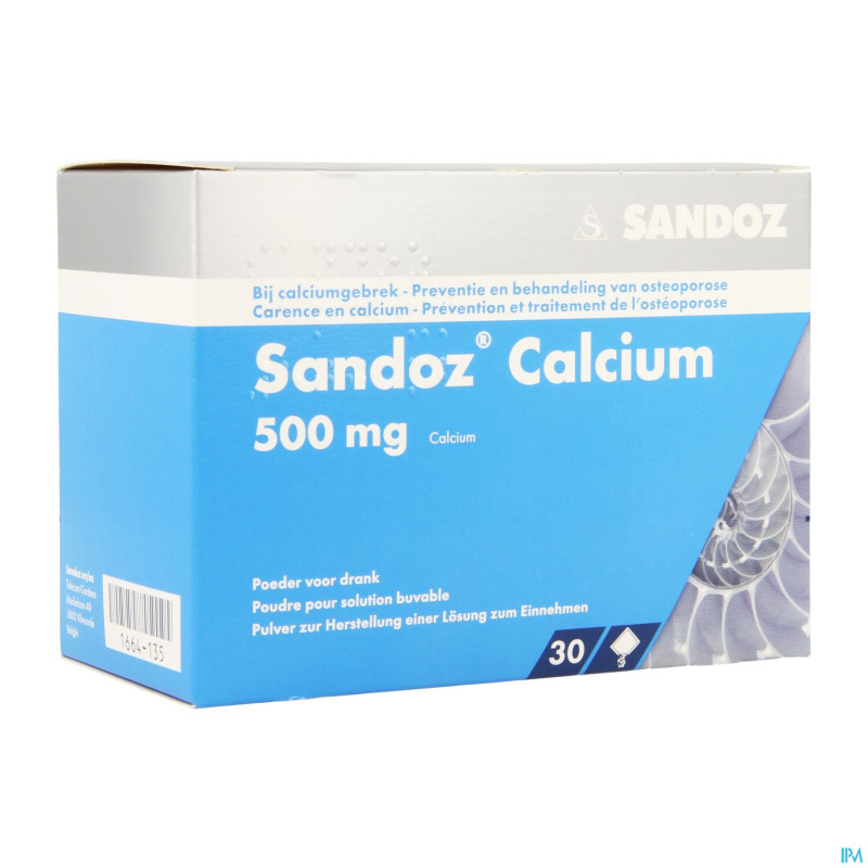 Sandoz calcium pulv sach 30x500mg
