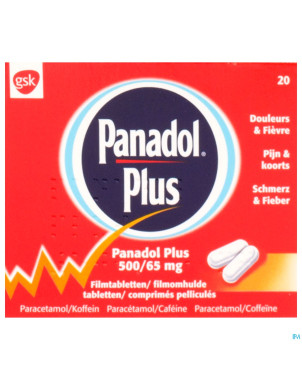 Panadol plus 500mg/65mg comp pell 20