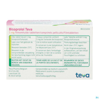 Bisoprolol teva  5mg tabl 100