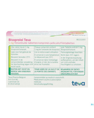 Bisoprolol teva  5mg tabl 100