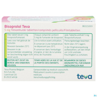 Bisoprolol teva  5mg tabl 100