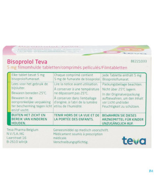 Bisoprolol teva  5mg tabl 100