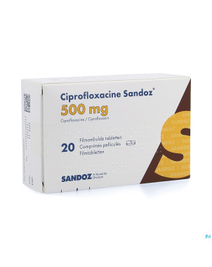 Ciprofloxacine sandoz 500mg comp 20 pvc/alu