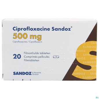 Ciprofloxacine sandoz 500mg comp 20 pvc/alu