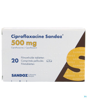 Ciprofloxacine sandoz 500mg comp 20 pvc/alu