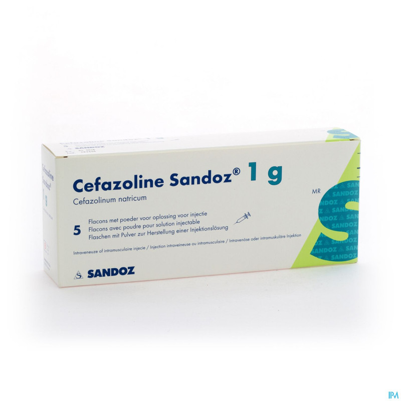 Cefazoline sandoz 1g pulv sol inj 5 fl x 1 g