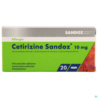 Cetirizine sandoz 10mg comp 20 x 10mg