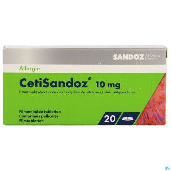 Cetirizine sandoz 10mg comp 20 x 10mg