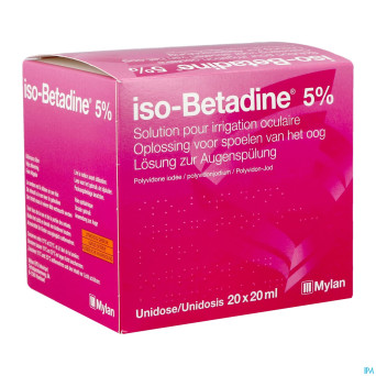 Iso betadine sol oculaire-spoelen oog 20udx20ml 5%
