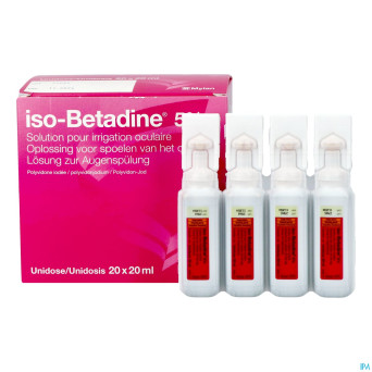 Iso betadine sol oculaire-spoelen oog 20udx20ml 5%