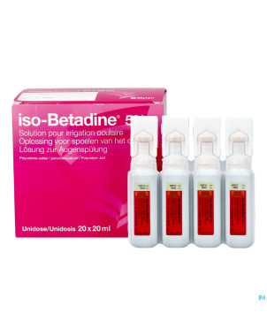 Iso betadine sol oculaire-spoelen oog 20udx20ml 5%