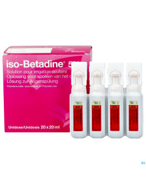 Iso betadine sol oculaire-spoelen oog 20udx20ml 5%