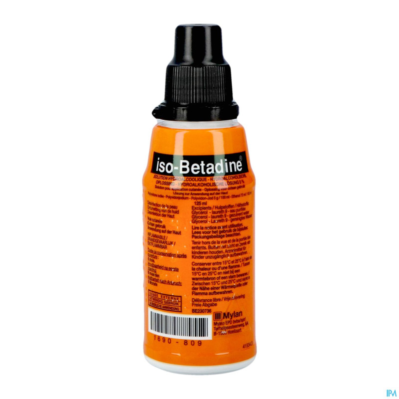 Iso betadine sol hydroalc fl 125 ml 5%