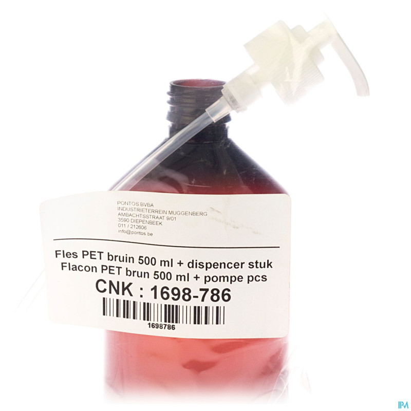 Flacon pet brun + dispenser    500ml pontos