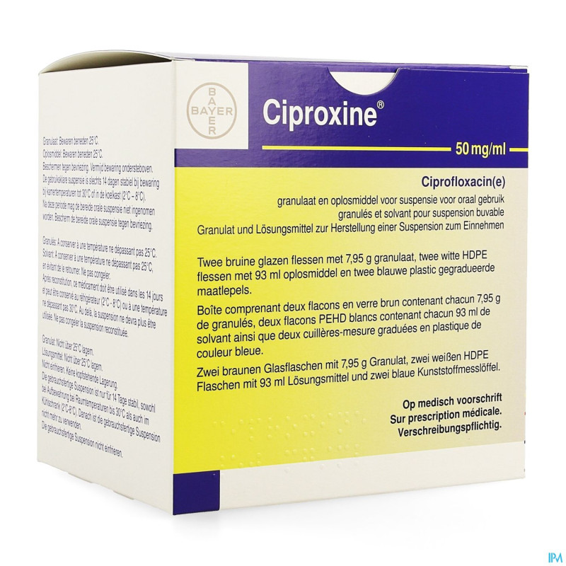 Ciproxine susp orale 2x100ml 250mg/5ml