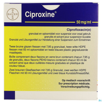 Ciproxine susp orale 2x100ml 250mg/5ml