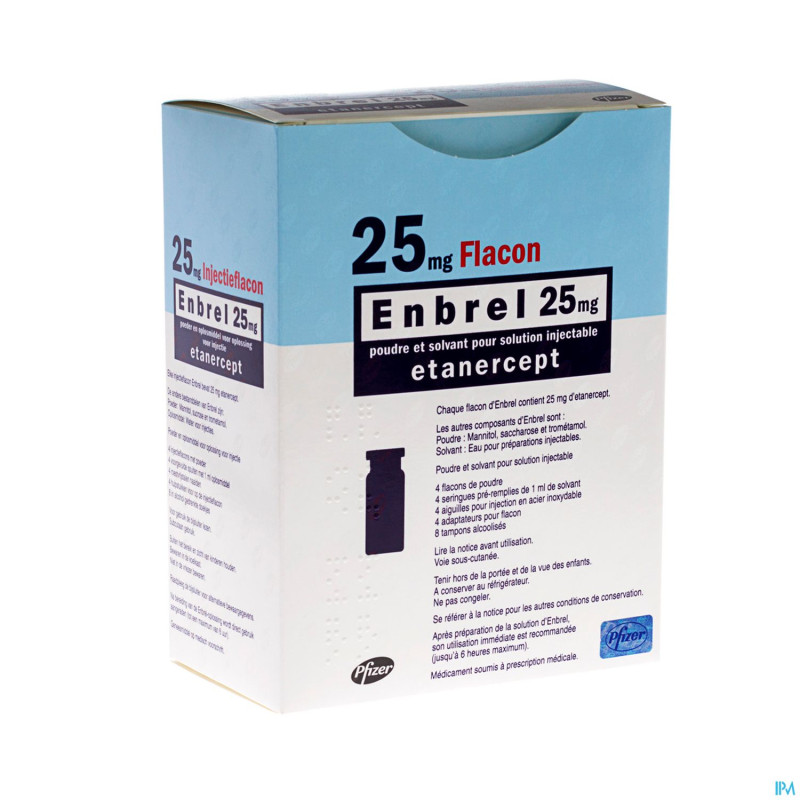Enbrel 25mg 4 fl inj pdr sol inj 4 ser preremplies