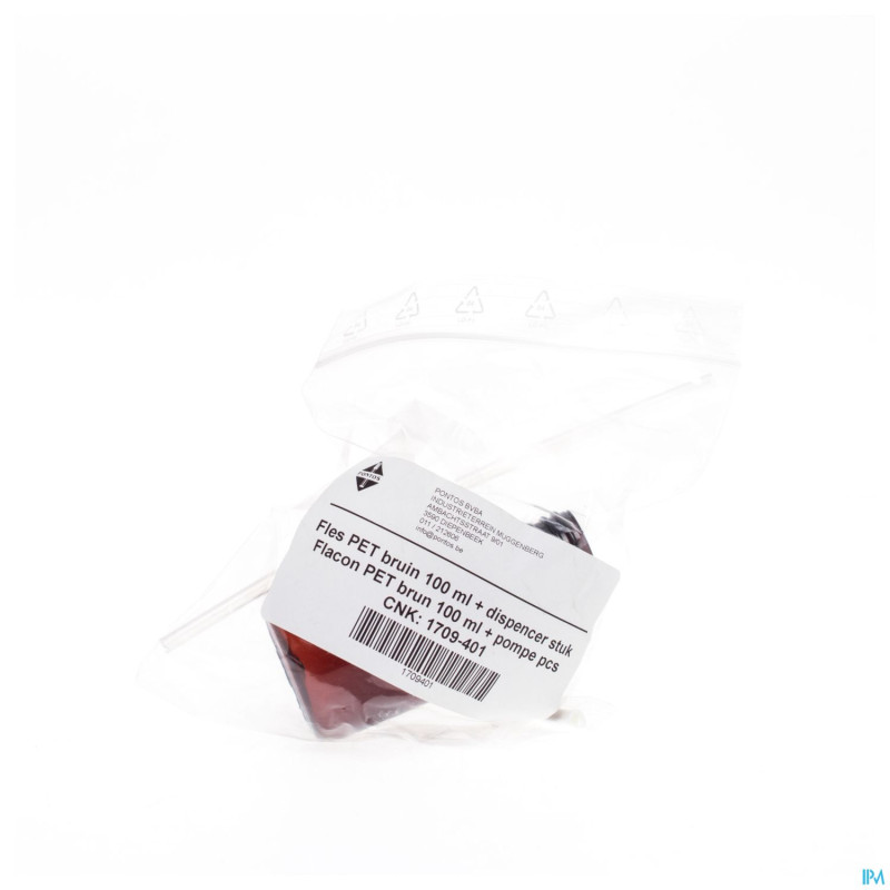 Flacon pet brun + dispenser    100ml pontos