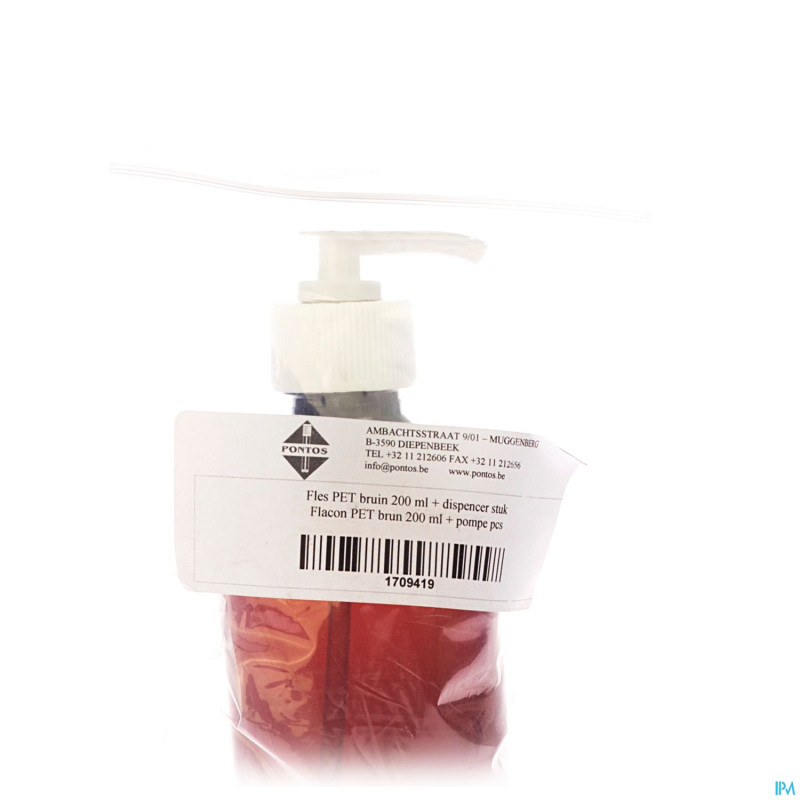Flacon pet brun + dispenser    200ml pontos