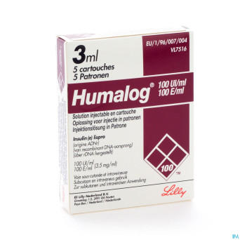 Humalog cartridge 100u/1ml 5x3ml