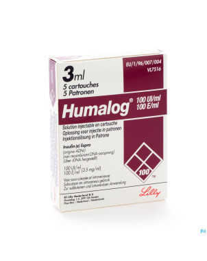 Humalog cartridge 100u/1ml 5x3ml