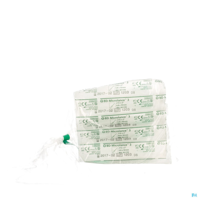 Bd microlance 3 aig. 21g 2 rb 0,8x50mm vert    10