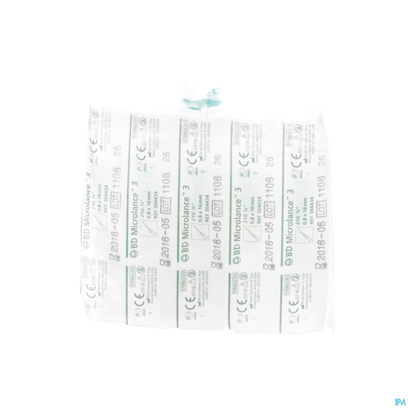 Bd microlance 3 aig.21g 5/8 rb 0,8x16mm vert    10