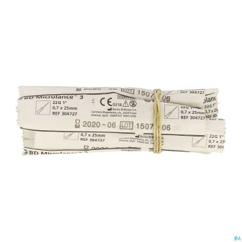 Bd microlance 3 aig. 22g 1 iv 0,7x25mm noir    10