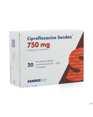 Ciprofloxacine sandoz 750mg comp 20 pvc/alu