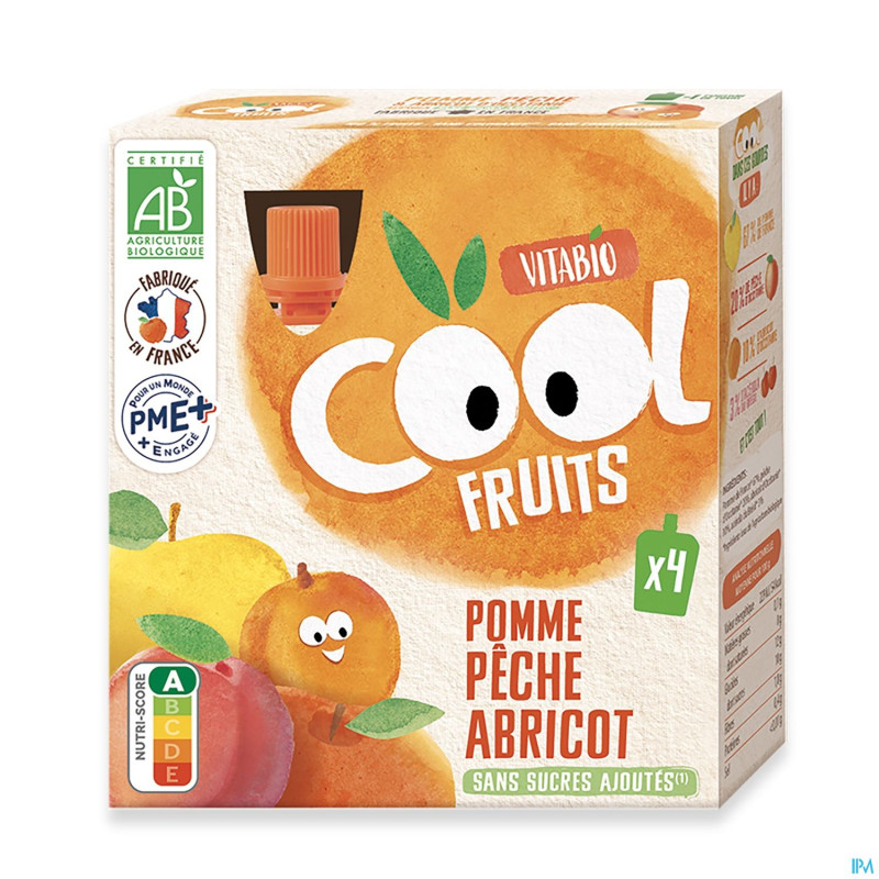 Kalibio mix fruits pomme-peche-abricot   4x90g